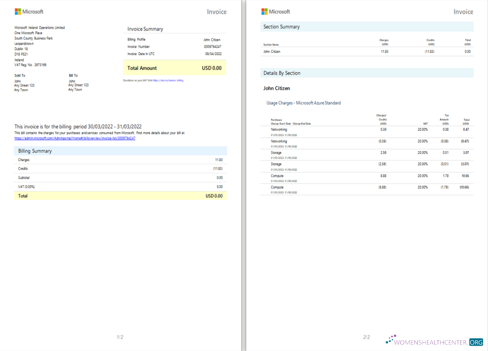 Download Ireland Microsoft Ireland Operations Limited invoice Photoshop template